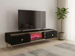 Göteborg TV-bänk Elkamin - Svart