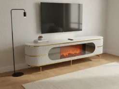 Lund TV-bänk Elkamin - Silver