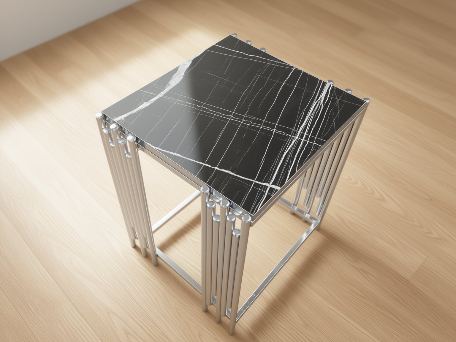 Lima Soffbord - 4 delar, Silver/Svart marmor - Image 6