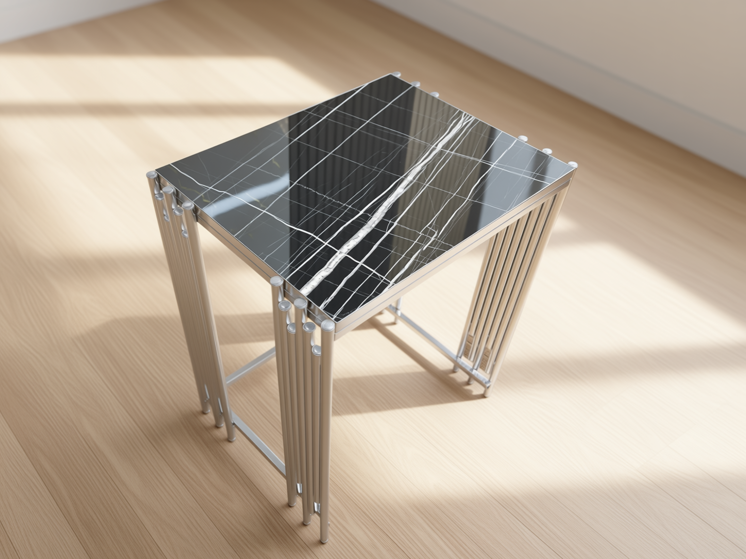 Lima Soffbord - 4 delar, Silver/Svart marmor - Image 4