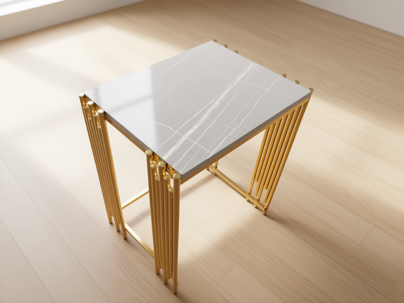 Lima Soffbord - 4 delar, Guld/Vit marmor - Image 4