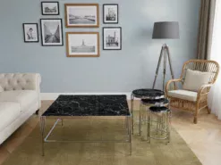 Rosario Soffbord - 4 delar, Silver/Svart marmor