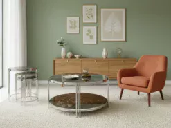 Santiago Soffbord - 4 delar, Silver/Brun marmor