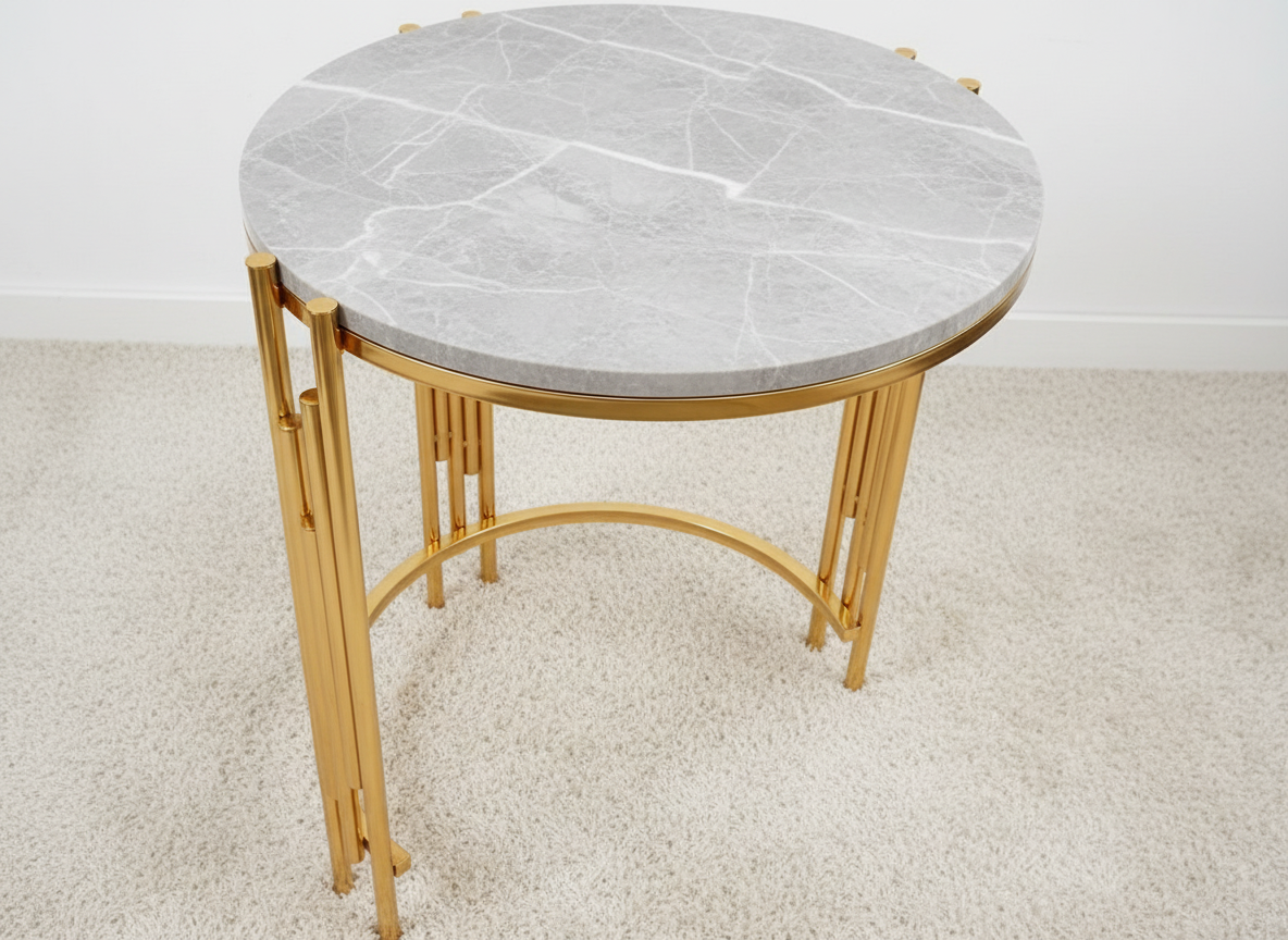 Santiago Soffbord - 4 delar, Guld/Vit marmor - Image 5