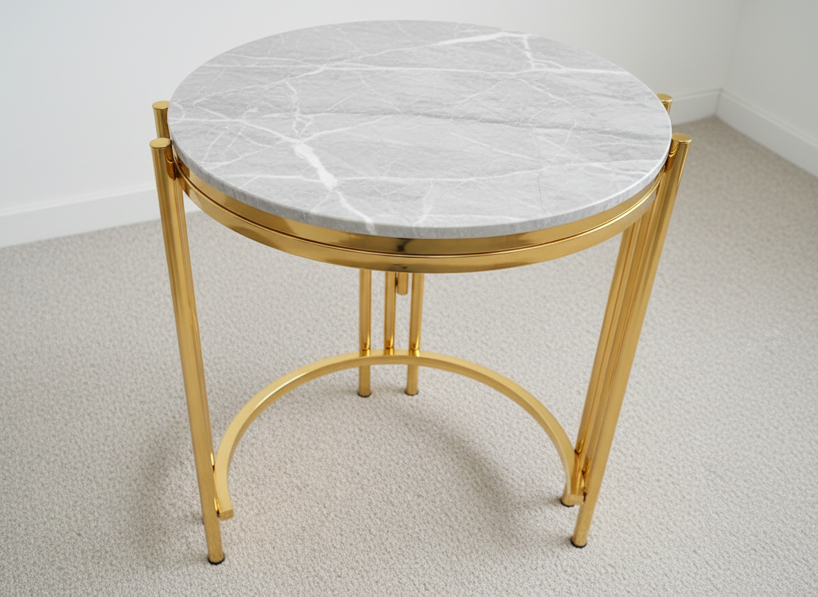 Santiago Soffbord - 4 delar, Guld/Vit marmor - Image 4