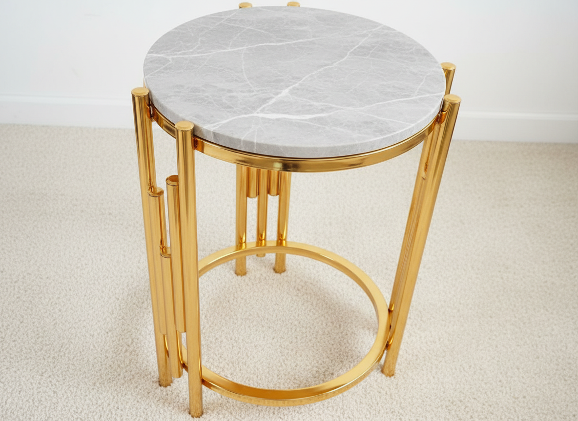 Santiago Soffbord - 4 delar, Guld/Vit marmor - Image 6