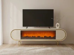 Skagen TV-bänk Elkamin - Creme