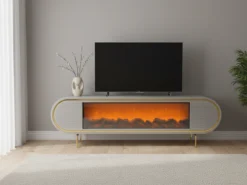 Skagen TV-bänk Elkamin - Silver