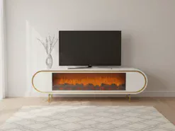 Skagen TV-bänk Elkamin - Vit