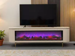 Stavanger TV-bänk Elkamin - Creme