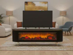 Stavanger TV-bänk Elkamin - Svart