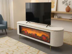 Stavanger TV-bänk Elkamin - Vit