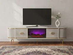 Visby TV-bänk Elkamin - Silver
