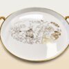 Floral Rund Serveringsbricka (3-pack) – Vit & Guld - Image 2