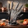 Bali Roterande Knivset - Grå / Silver (9 delar)