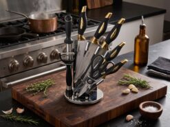 Bali Roterande Knivset - Svart / Guld (9 delar)