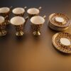 Leopard Koppar med Fat - Beige/Guld (12 Delar) - Image 5