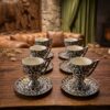 Leopard Koppar med Fat - Vit/Silver (12 Delar) - Image 2