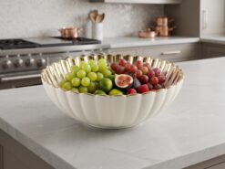 Lotus Serveringsskål – Vit / Guld (25 cm)