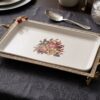 Akleja Serveringsfat med Metallställning (36x22 cm) – Lyxigt Porslinsfat med Blommotiv och Strass - Bild 2
