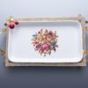 Akleja Serveringsfat med Metallställning (30x17 cm) – Lyxigt Porslinsfat med Blommotiv och Strass - Bild 4
