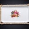 Akleja Serveringsfat med Metallställning (36x22 cm) – Lyxigt Porslinsfat med Blommotiv och Strass - Bild 4