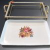 Akleja Serveringsfat med Metallställning (36x22 cm) – Lyxigt Porslinsfat med Blommotiv och Strass - Bild 5