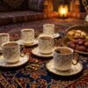 Al Sultan nr 470 Exklusivt Kaffeset - Vit / Guld (12 Delar)
