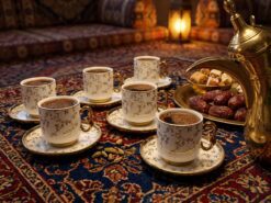 Al Sultan nr 470 Exklusivt Kaffeset - Vit / Guld (12 Delar)