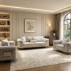 Amalfi Soffgrupp 3+2+1 – Lyxig Beige Soffgrupp med Gulddetaljer