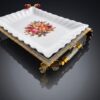 Gladiolus Serveringsfat med Metallställning – Elegant Porslinsfat med Blomsterdekoration och Strass - Bild 2