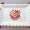Gladiolus Serveringsfat med Metallställning – Elegant Porslinsfat med Blomsterdekoration och Strass - Bild 3