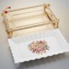 Gladiolus Serveringsfat med Metallställning – Elegant Porslinsfat med Blomsterdekoration och Strass - Bild 4