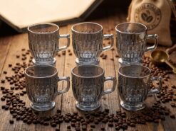 Huai Bo nr735 Glaskoppar i Röktonat Glas (6-pack) – Eleganta Kaffe- och Tekoppar