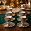 Leopard Koppar med Fat - Vit/Guld (12 Delar) - Image 2