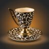 Leopard Koppar med Fat - Vit/Guld (12 Delar) - Image 3