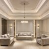 Portofino Soffgrupp 3+2+1 – Modern Elegans i Beige med Gulddetaljer