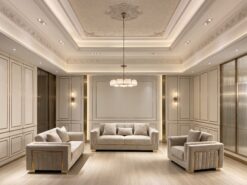 Portofino Soffgrupp 3+2+1 – Modern Elegans i Beige med Gulddetaljer