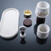 Exklusivt Rökelseset i Texturerad Finish och Träimitation – Vit & Guld (Mubkhara Set) - Bild 4
