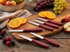 Rooc Knivset 6-pack (Röd) – Ergonomiska Skalknivar i Rostfritt Stål
