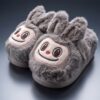 Fluffiga Kanintofflor med Ansikte (Grå, Storlek 34–35) – Mjuka Innetofflor - Bild 2