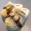 Lyxiga Fluffiga Tofflor med Rosett och Platåsula (Vit/Off-white, Storlek 40–41) – Mjuka Innetofflor - Bild 2