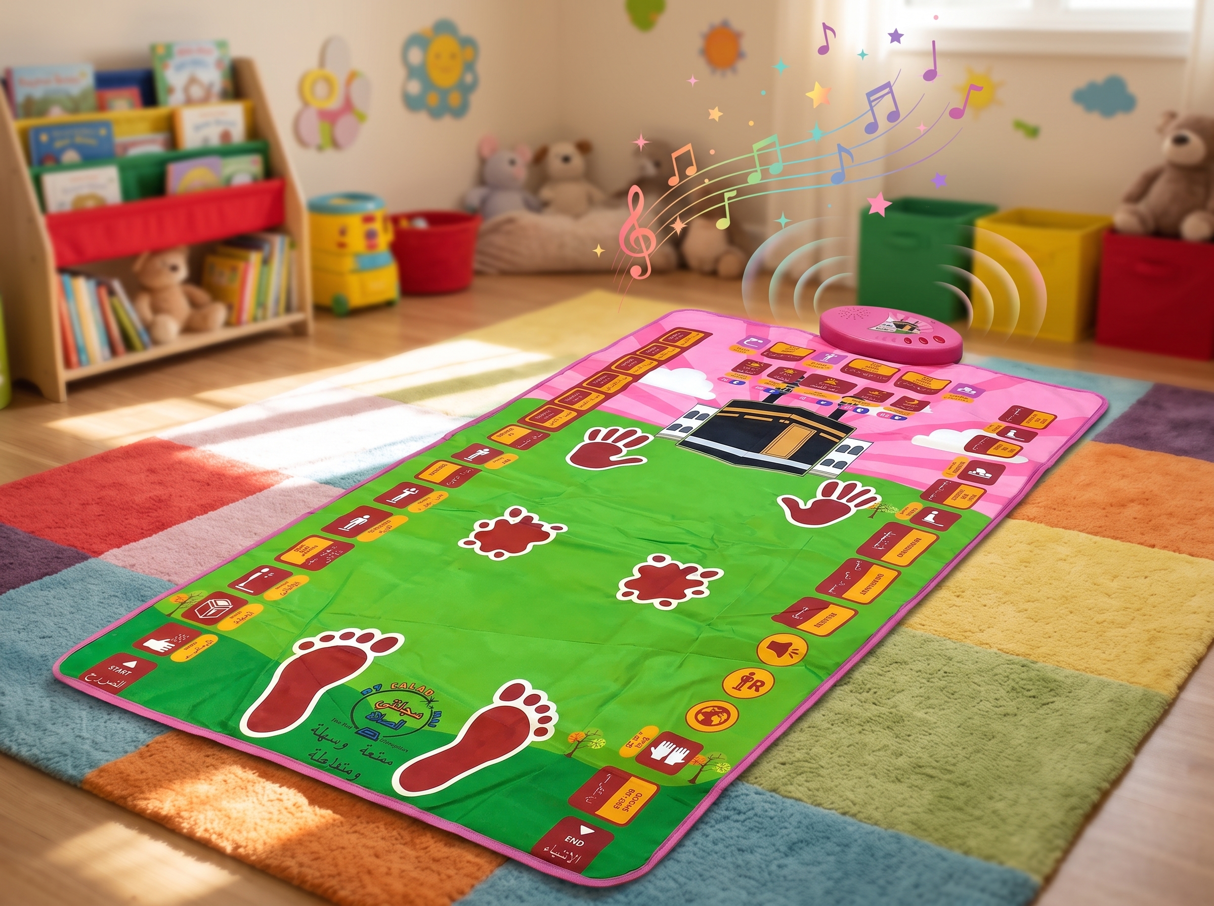 Interaktiv Pedagogisk Bönmatta för Barn i Rosa (114 x 73 cm) – Interaktiv Bönmatta med Ljud och Sensorer