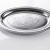 Exklusiv Oval Serveringsbricka i Rostfritt Stål (62 x 42 cm) – Blankpolerat Silverfat med Reliefmönster - Bild 3