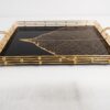 Exklusiv Serveringsbricka i Metall & Glas (42 x 31 cm) – Svart & Guld med Bladmönster - Bild 3