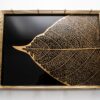 Exklusiv Serveringsbricka i Metall & Glas (42 x 31 cm) – Svart & Guld med Bladmönster - Bild 4