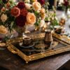 Exklusiv Serveringsbricka i Metall & Glas (42 x 31 cm) – Svart & Guld med Orientalisk Medaljong - Bild 2