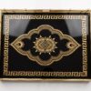 Exklusiv Serveringsbricka i Metall & Glas (42 x 31 cm) – Svart & Guld med Orientalisk Medaljong - Bild 4