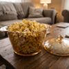 Diamonds Glassskål med Lock i Bärnsten (19 cm) – Elegant Serveringsskål & Godisskål