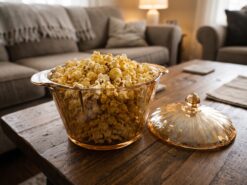 Diamonds Glassskål med Lock i Bärnsten (19 cm) – Elegant Serveringsskål & Godisskål